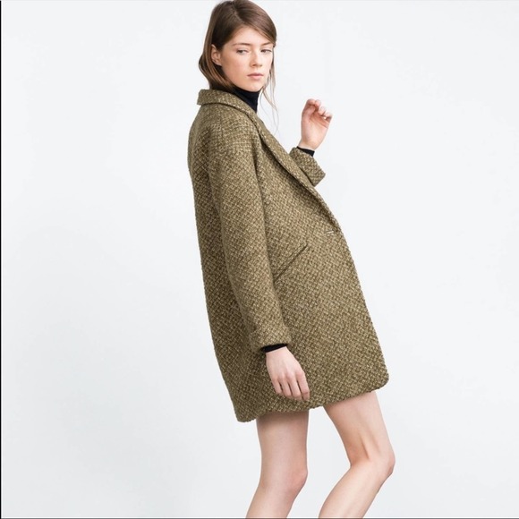 ** GET READY FOR FALL SALE !! ** Zara Structured Coat green brown tweed 1255/216 - Picture 6 of 10